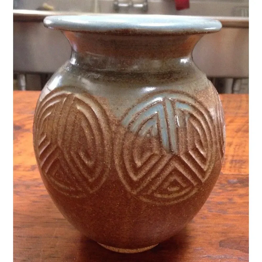 Japanese Asian Style Studio Art Pottery Stoneware Ceramic Vase Signed Epstein